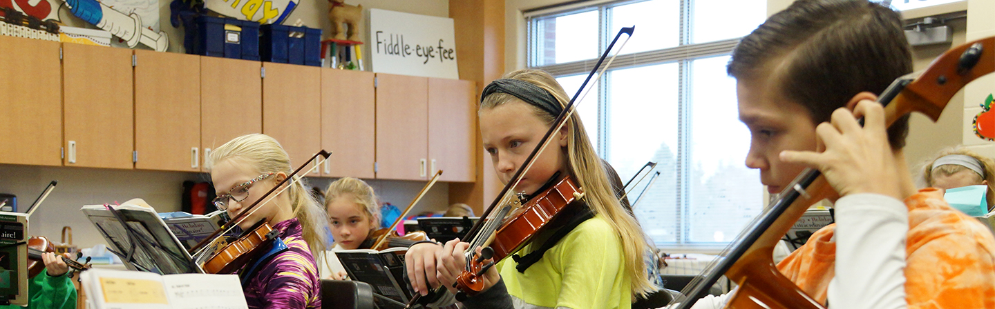 Orchestra students playing